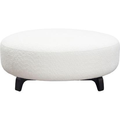 Diamond Sofa VESPEROTWH Vesper Round Ottoman White Faux Shearling Black Wood