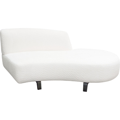 Diamond Sofa VESPERRCWH Vesper Curved Armless Right Chaise White Faux Shearling Black Wood