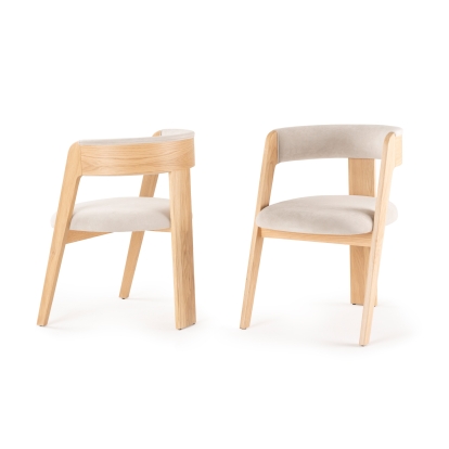 Modrest Washington - Modern Cream Fabric + Natural Oak Dining Chair (Set of 2) Dining Chair Cream furniture-00182160Z Vig Furniture VGME121259-CDCHR