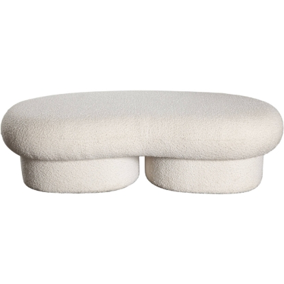 Diamond Sofa WAVEBEIV Wave Curved Accent Bench Ivory Boucle Fabric