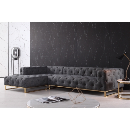 Divani Casa Willa - Modern Grey Fabric Left Facing Sectional Sofa Sectional Sofa Grey furniture-00174338 Vig Furniture VG2T-Y-0687B-GRY