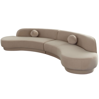 Diamond Sofa ZELDA2PCLCRCLCA Zelda 2 Piece Curved Armless Chaise Sofa Light Camel Performance Velvet