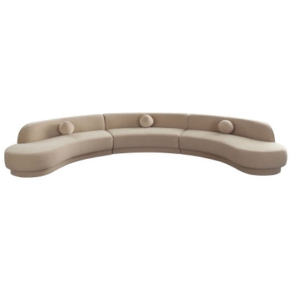 Diamond Sofa ZELDA3PCLCASRCLCA Zelda 3 Piece Curved Armless Sofa Chaise Set Camel Performance Velvet