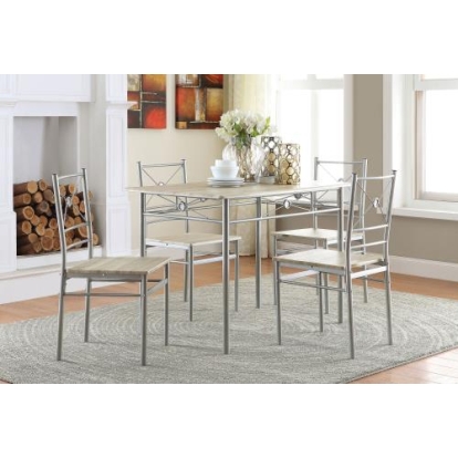 Coaster Anna Fontana 5-piece Rectangular Dining Set Brushed Silver