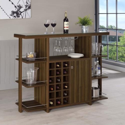 Coaster Evelio Bar Unit with Wine Bottle Storage Walnut
