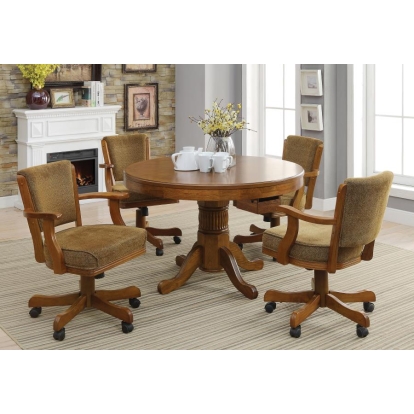 Coaster Mitchell 5-piece Game Table Set Amber and Brown