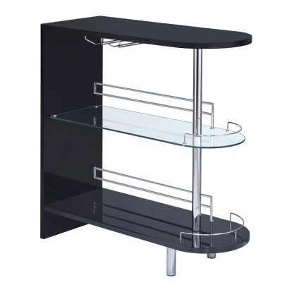 Coaster Adolfo 3-tier Bar Table Glossy Black and Clear Model 101063