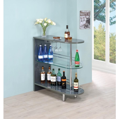 Coaster Adolfo 3-tier Bar Table Glossy Grey and Clear Model 101073