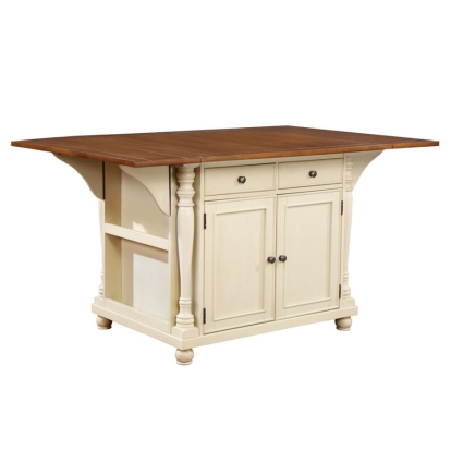 Coaster Slater 2-drawer Kitchen Island with Drop Leaves Brown and Buttermilk Model 102271