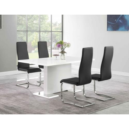 Coaster Anges 5-piece Dining Set White High Gloss and Black