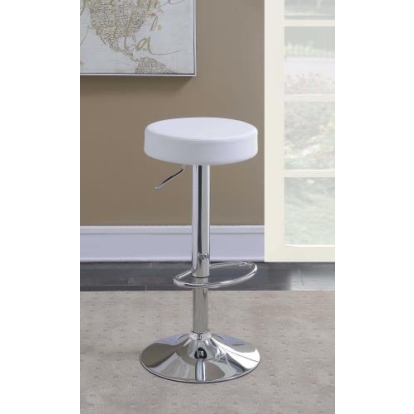 Coaster Ramses Adjustable Backless Bar Stool Chrome and White