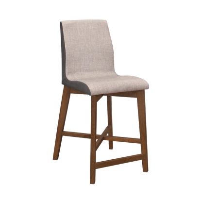 Coaster Logan Upholstered Counter Height Stools Light Grey and Natural Walnut (Set of 2) Model 106599