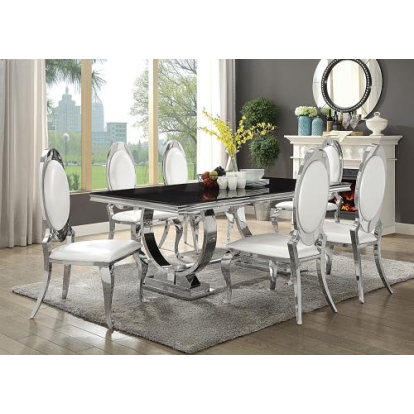 Coaster Antoine Rectangular Dining Table Chrome and Black