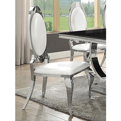 Coaster Anchorage Oval Back Side Chairs Cream and Chrome (Set of 2)
