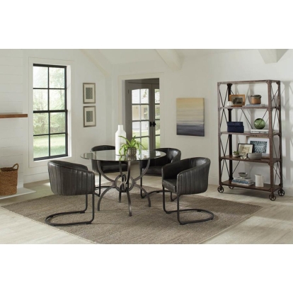 Coaster Aviano 5-piece Dining Set Gunmetal and Matte Black Model 108291-S5