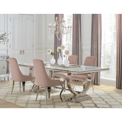 Coaster Antoine 5-piece Rectangular Dining Set Chrome and Pink
