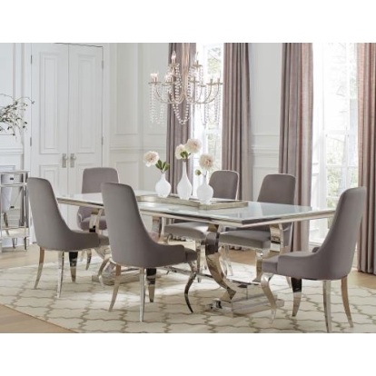 Coaster Antoine 7-piece Rectangular Dining Set Chrome and Grey