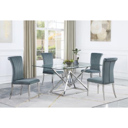 Coaster Beaufort 5-piece Dining Set Dark Grey and Chrome