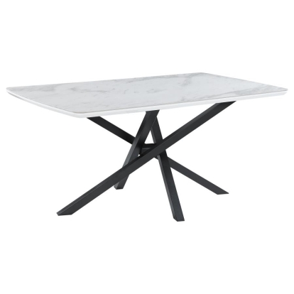 Coaster Paulita Rectangular Dining Table White and Gunmetal Model 110711