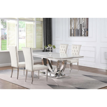 Coaster Kerwin 5-piece Dining Room Set White and Chrome Model 111101-S5W