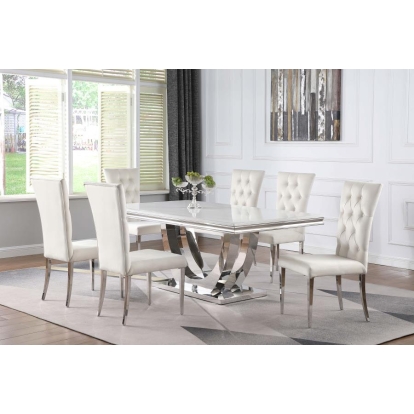Coaster Kerwin 7-piece Dining Room Set White and Chrome Model 111101-S7W