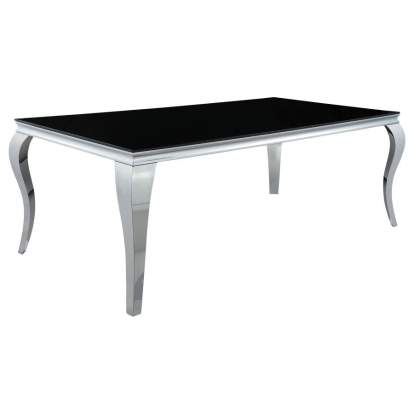 Coaster Carone Rectangular Glass Top Dining Table Black and Chrome Model 115071