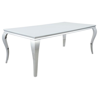 Coaster Carone Rectangular Glass Top Dining Table White and Chrome Model 115081