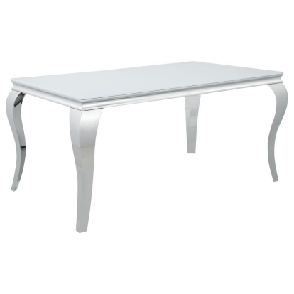 Coaster Carone Glass Top Dining Table White and Chrome Model 115091