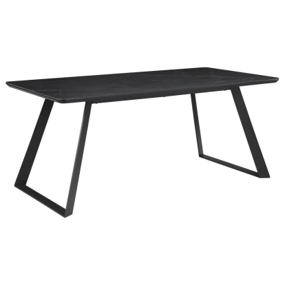 Coaster Smith Rectangle Ceramic Top Dining Table Black and Gunmetal Model 115231