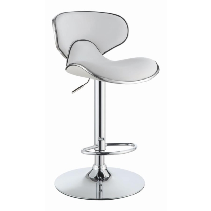 Coaster Edenton Upholstered Adjustable Height Bar Stools White and Chrome (Set of 2) Model 120389