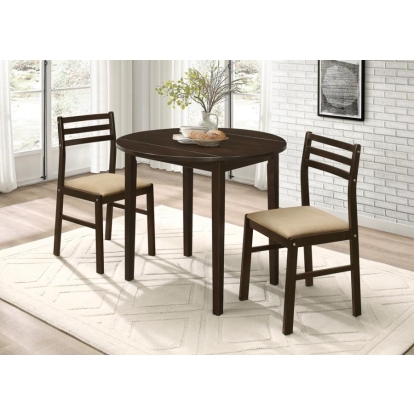 Coaster Bucknell 3-piece Dining Set with Drop Leaf Cappuccino and Tan Model 130005