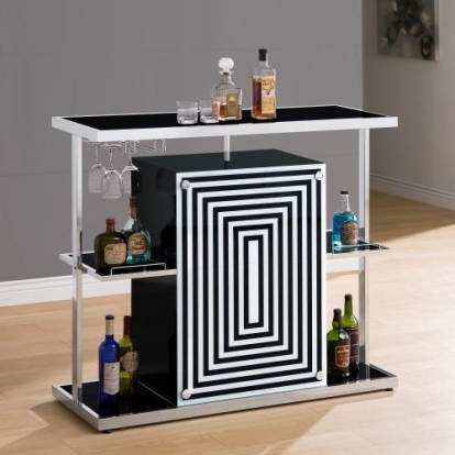 Coaster Zinnia 2-tier Bar Unit Glossy Black and White