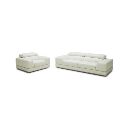 Divani Casa Chrysanthemum Modern White Genuine Leather Sofa Set Sofa Set White furniture-00173550 Vig Furniture VGKK1576-SET-WHT-FL
