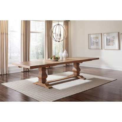 Coaster Florence Double Pedestal Dining Table Rustic Smoke Model 180201