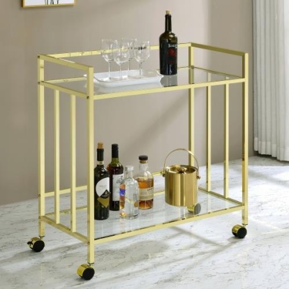 Coaster Cara Rectangular Glass Bar Cart Brass