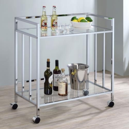 Coaster Cara Rectangular Glass Bar Cart Chrome