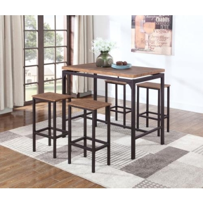 Coaster Santana 5-piece Pub Height Bar Table Set Weathered Chestnut and Black