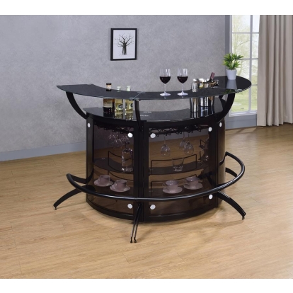 Coaster Dallas Curved Bar Unit Smoke and Black, Set of 3 Model 182135-S3