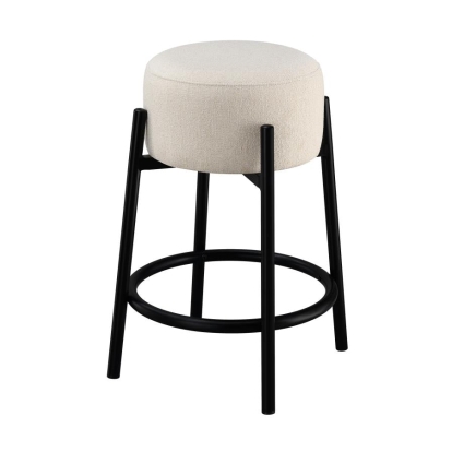 Coaster Leonard Upholstered Backless Round Stools White and Black (Set of 2) Model 182175