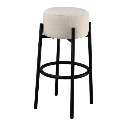 Coaster Leonard Upholstered Backless Round Stools White and Black (Set of 2) Model 182176