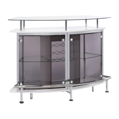 Coaster Gideon Crescent Shaped Glass Top Bar Unit with Drawer Model 182235
