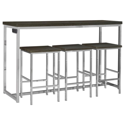 Coaster Cassidy 4-piece Rectangle Counter Height Set Dark Oak and Chrome Model 182255