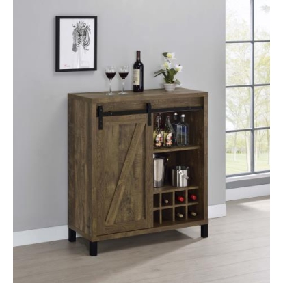 Coaster Arlington Bar Cabinet with Sliding Door Rustic Oak