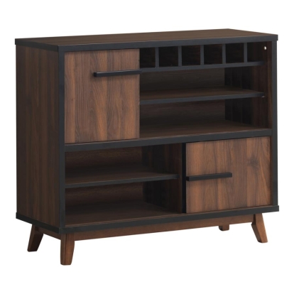 Coaster Ezekiel Wine Cabinet with 2 Sliding Doors Walnut and Black Model 182873