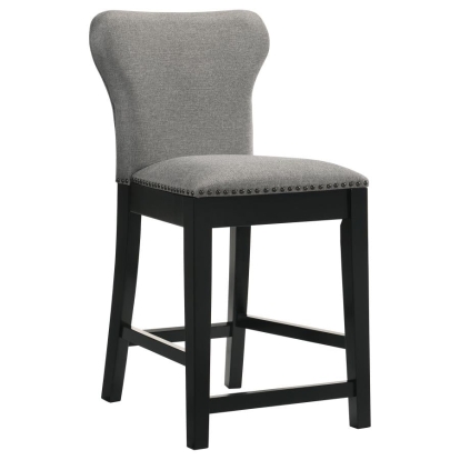 Coaster Rolando Upholstered Solid Back Counter Height Stools with Nailhead Trim (Set of 2) Grey and Black Model 183028