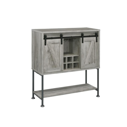 Coaster Claremont Sliding Door Bar Cabinet with Lower Shelf Grey Driftwood Model 183038