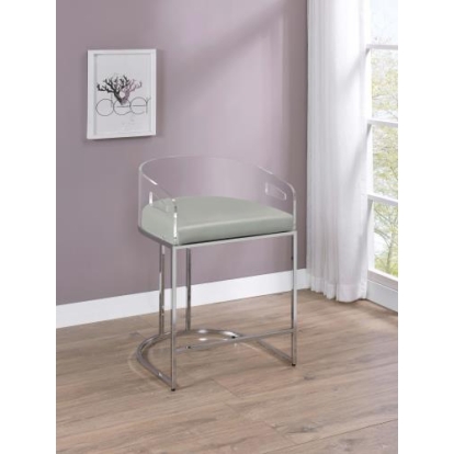 Coaster Thermosolis Acrylic Back Counter Height Stools Grey and Chrome (Set of 2)