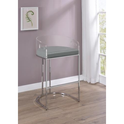 Coaster Thermosolis Acrylic Back Bar Stools Grey and Chrome (Set of 2)