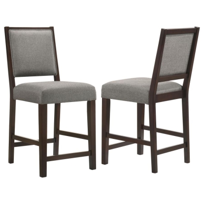 Coaster Bedford Upholstered Open Back Counter Height Stools with Footrest (Set of 2) Grey and Espresso Model 183471
