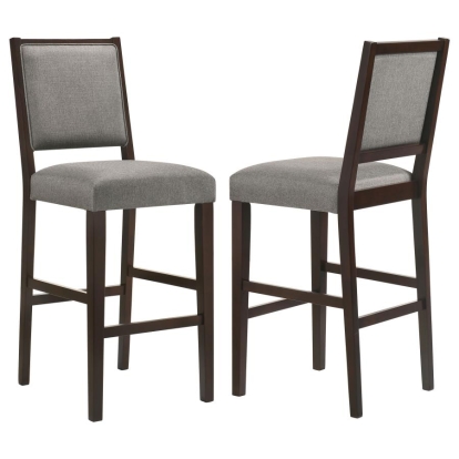 Coaster Bedford Upholstered Open Back Bar Stools with Footrest (Set of 2) Grey and Espresso Model 183472